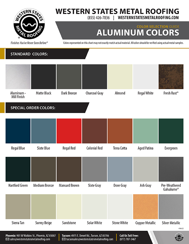 Aluminum Roof & Aluminum Siding Color Chart