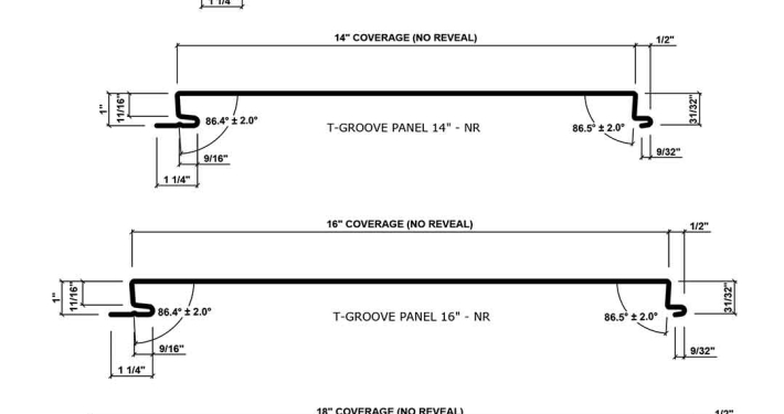 T-Groove® Panel Dimensions - No Reveal